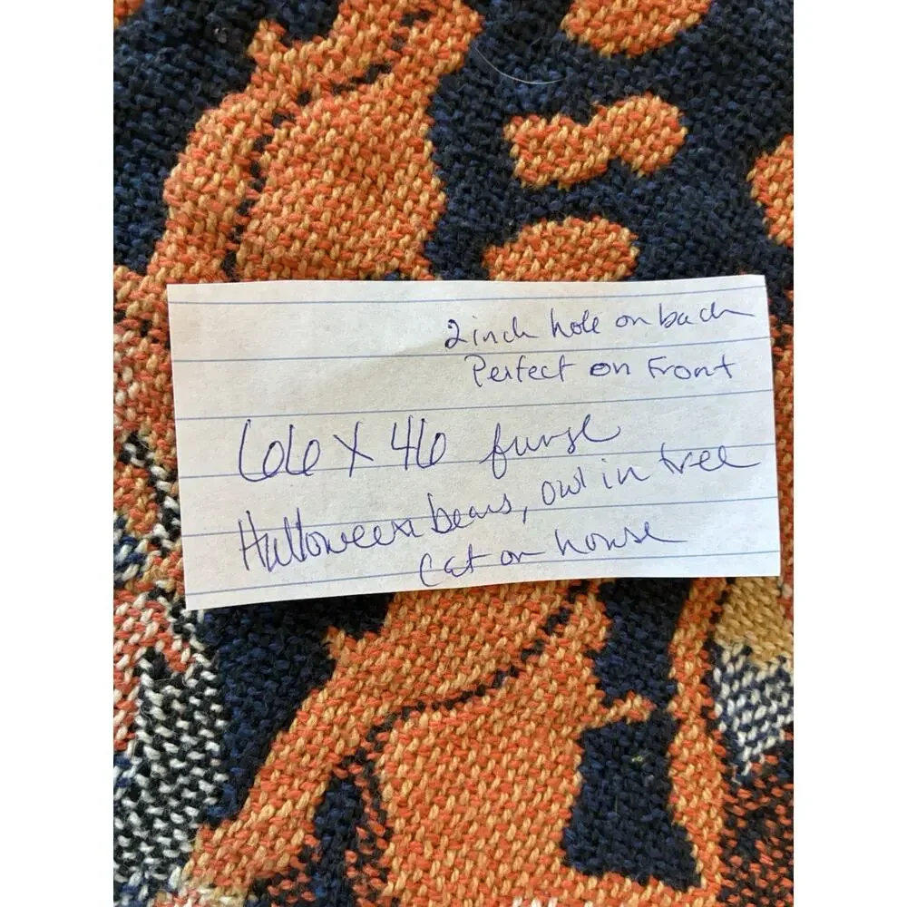 VTG 90s Goodwin Weavers Halloween Bears Trick or Treat Tapestry Throw Blanket
